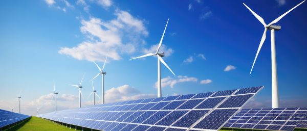 Wind turbines and solar panels

