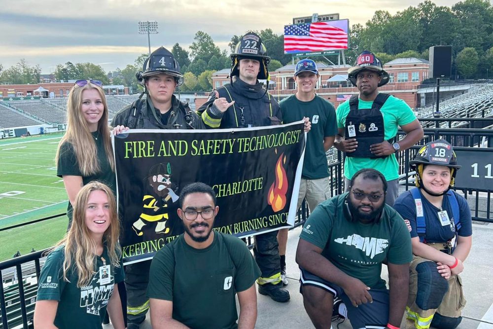 Fire and Safety Technology students pose outside for a group photo