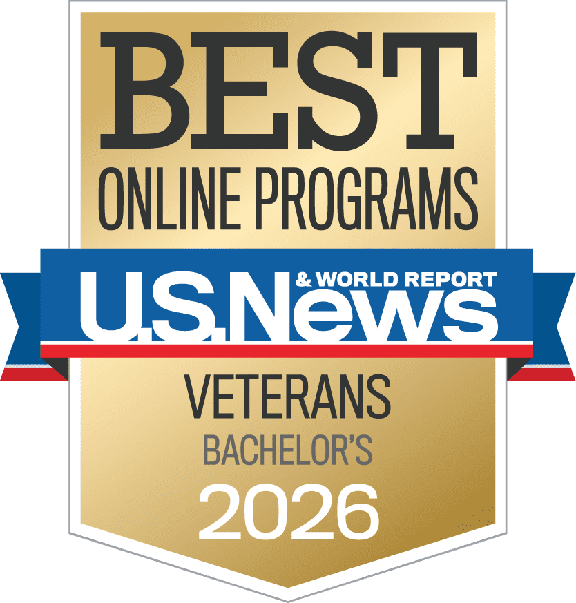 US News and World Report Best Online Bachelor's Programs for Veterans badge